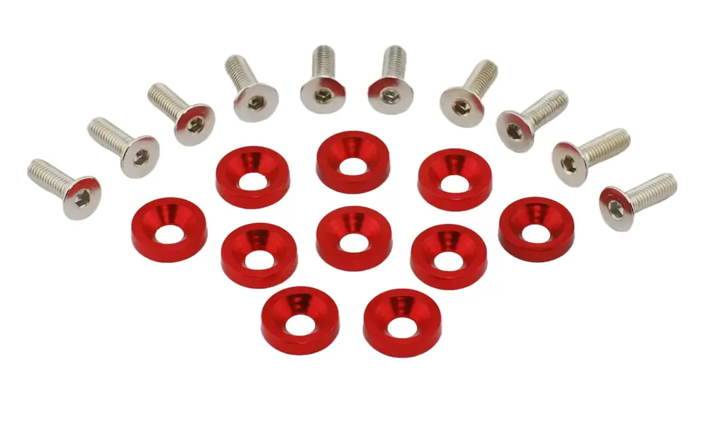 Rabatt Försänkt bricka med skruv / JDM Fender washer Röd