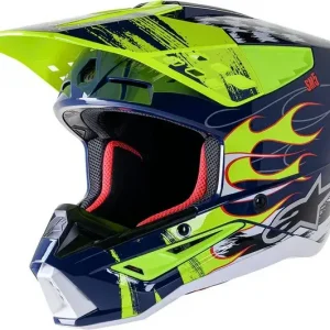 Alpinestars SM5 Rash Gloss Fluo Yellow/blue hjälm Endast idag